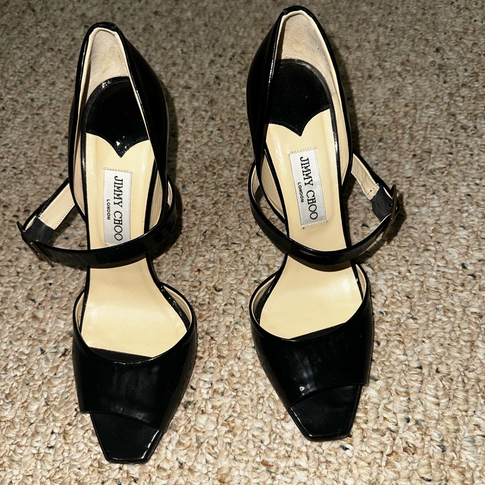 Jimmy Choo Black Heels with Glossy Finish